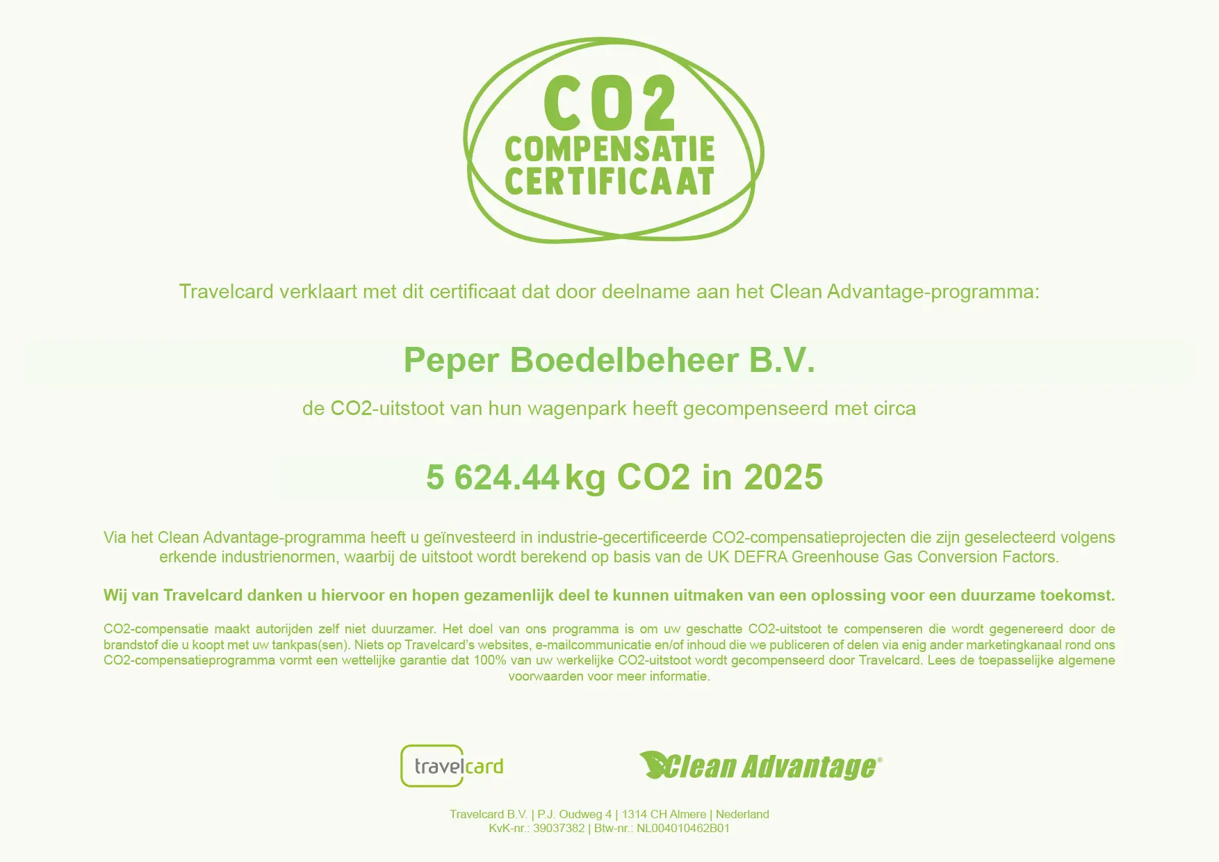 Jouw 2025 Clean Advantage-certificaat
